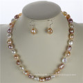 Snh 10mm AAA Mixed Color Natural Real Pearl Jewelry Set